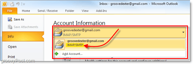 confermare che l'account è stato aggiunto a Outlook 2010