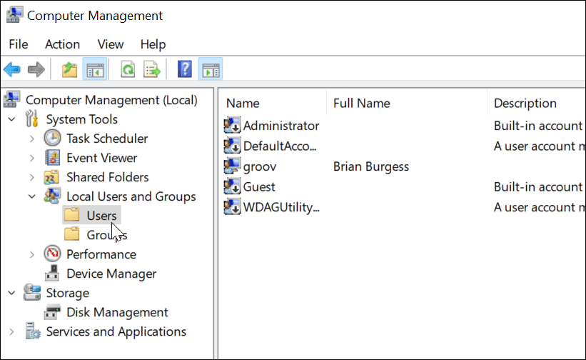 Windows 11 di gestione del computer