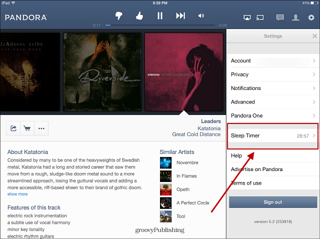 Pandora aggiunge la funzione timer di spegnimento per iPad