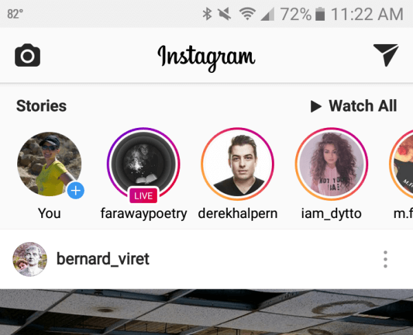 Le storie di Instagram vengono visualizzate nella parte superiore del tuo nuovo feed.