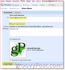 Condividi invito per accedere Picasa Web Album obbligatorio:: groovyPost.com