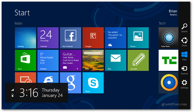 Barra degli accessi di Windows 8