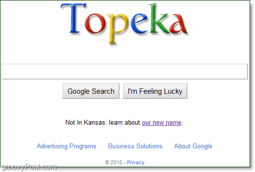 google con il nuovo logo topeka sulla loro home page