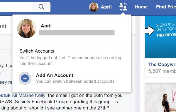 Sembra che Facebook stia testando un pulsante che consente agli utenti di passare rapidamente da un account all'altro.