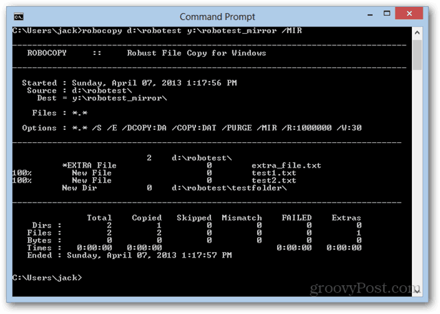 robocopy su unità di rete / mir