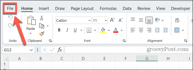 menu file excel