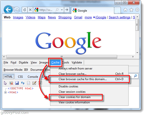 Come cancellare la cache e i cookie di Internet Explorer 9 per i singoli siti