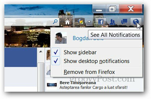 Facebook Messenger per la barra di notifica di Firefox