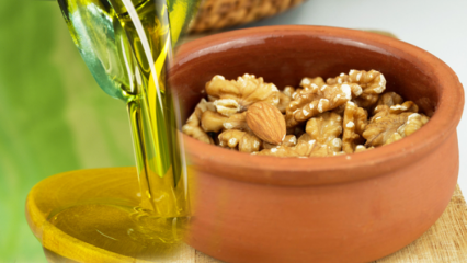 Benefici dell'olio d'oliva, noci e miscela di mandorle