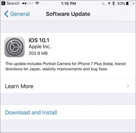 Apple iOS 10.1
