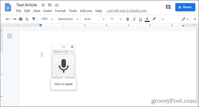 microfono vocale di Google Docs