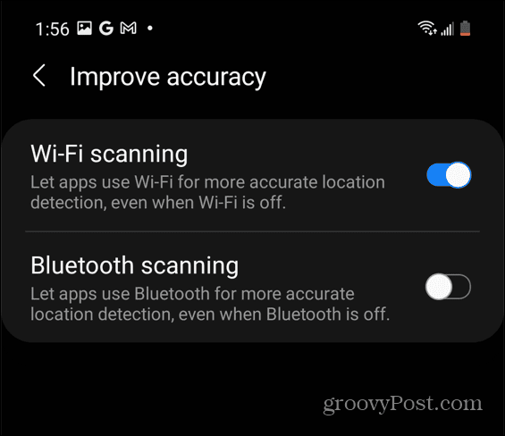 Scansione Wi-Fi Samsung Android Calibra google maps