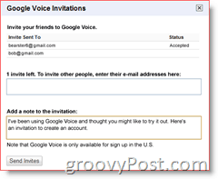 Schermata dell'invito vocale di Google