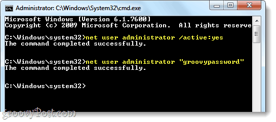 abilitare l'amministratore in Windows 7 tramite l'utente net