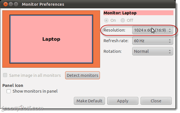 risoluzione dello schermo di Ubuntu