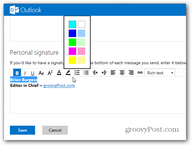 Come creare una firma di Outlook.com