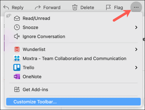 Visualizza più elementi, personalizza la barra degli strumenti in Outlook su Mac