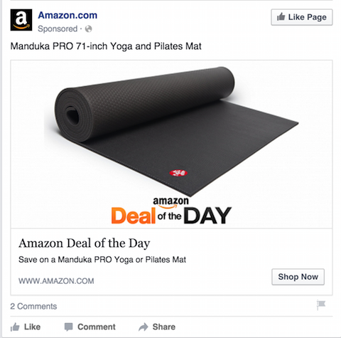 annuncio facebook di amazon