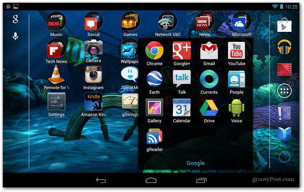 Schermata principale di Android Nexus 7