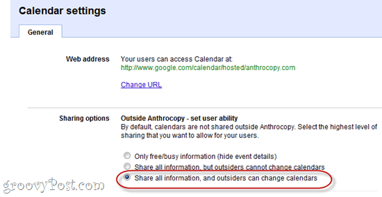 Mostra URL indirizzo privato Google Apps Calendar