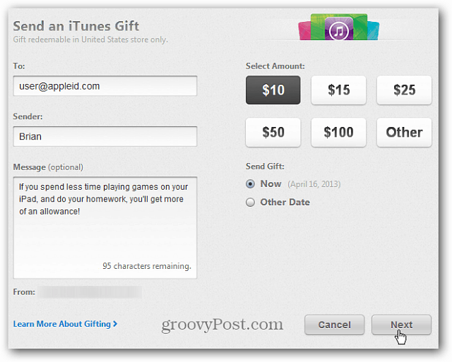 Come inviare buoni regalo iTunes virtuali da dispositivi iTunes o iOS