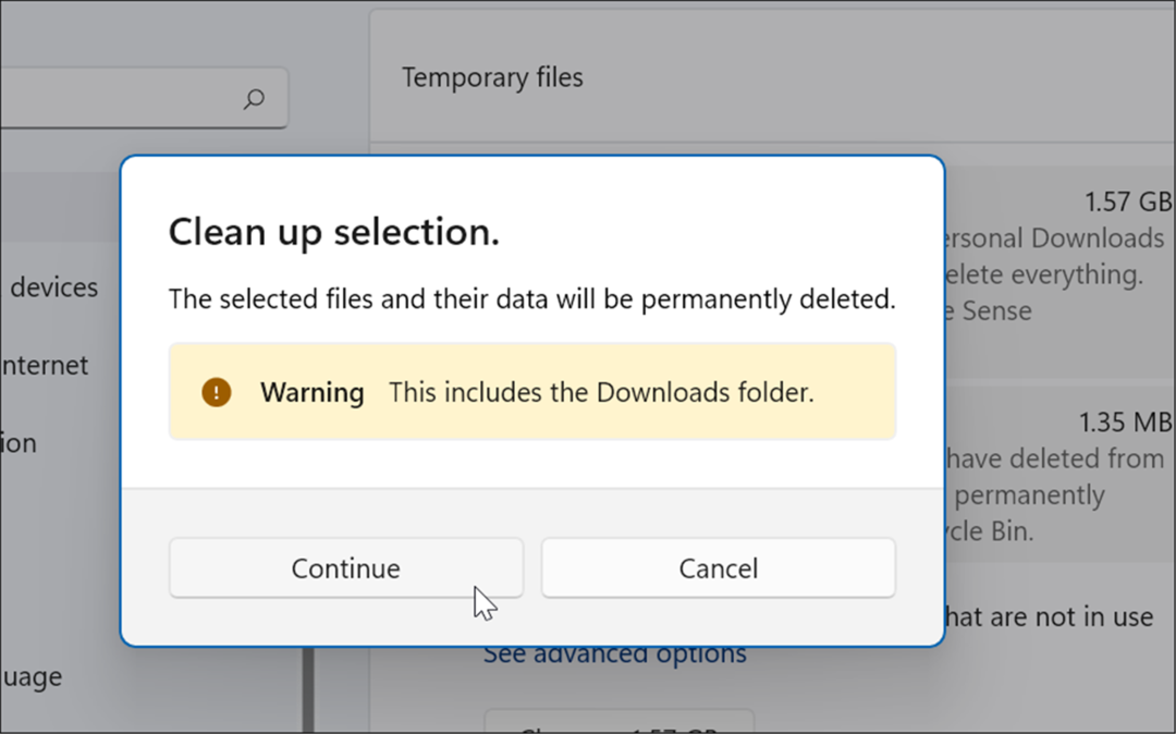MESSAGGIO DI VERIFICA elimina i file temporanei su Windows 11