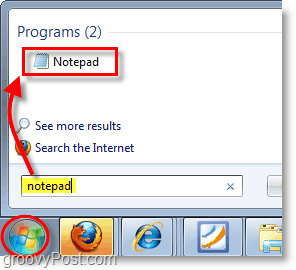 Schermata di Windows 7: apri il blocco note