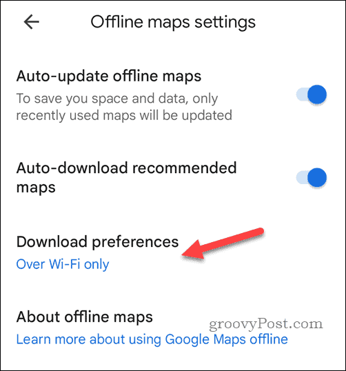 Impostazioni di download delle mappe offline di Google Maps