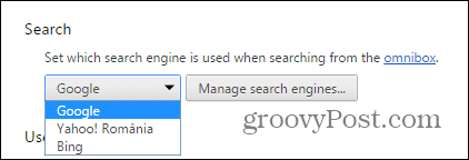 Provider di ricerca di Chrome