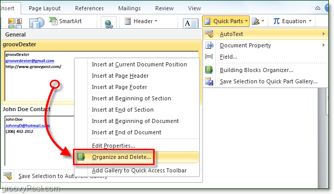 Guida pratica per l'utilizzo delle parti rapide di Autotext in Office 2010