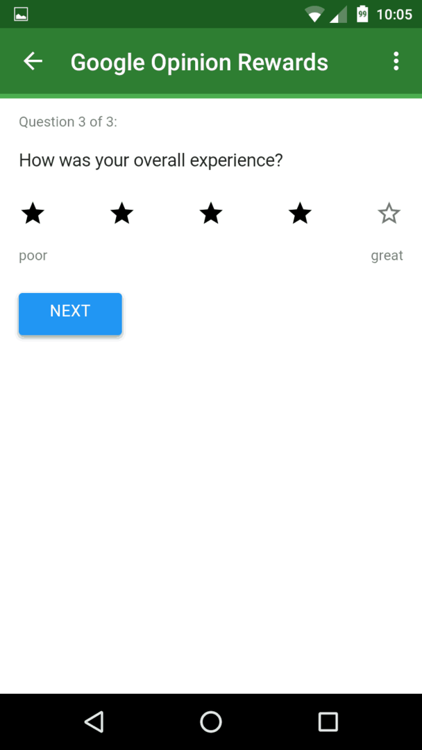 Google Rewards (05) google play store di applicazioni gratuite di credito musica programmi TV film fumetti opinione di Android sondaggi premi posizione esperienza stelle valutazione