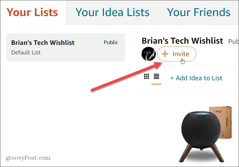 Condividi una lista dei desideri di Amazon