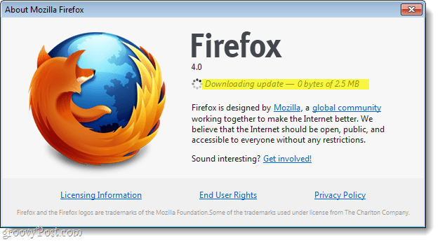 Aggiornamento per il download di Firefox 4