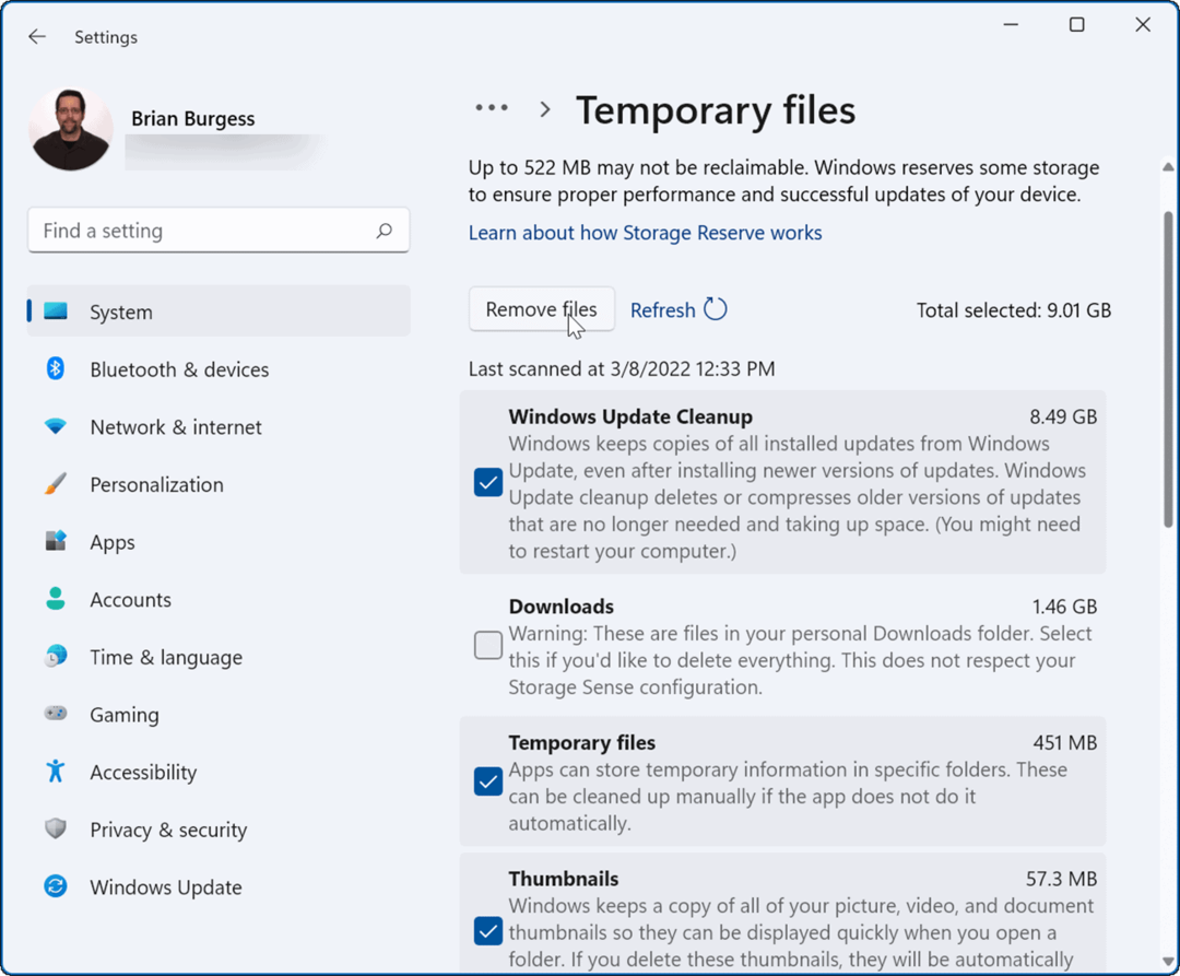 rimuovere i file temporanei Pulizia di Windows Update