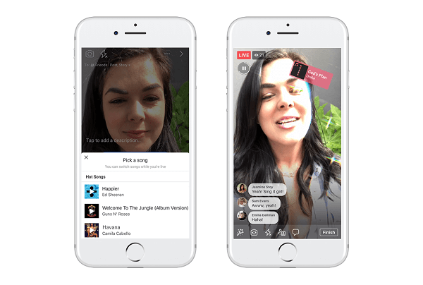 Facebook sta testando Lip Sync Live, una nuova funzionalità progettata per consentire agli utenti di scegliere una canzone popolare e fingere di cantarla in una trasmissione live di Facebook.
