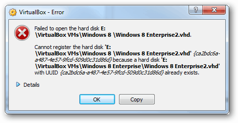 errore virtualbox - impossibile aprire il disco rigido uuid
