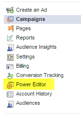 accedere agli annunci in Power Editor