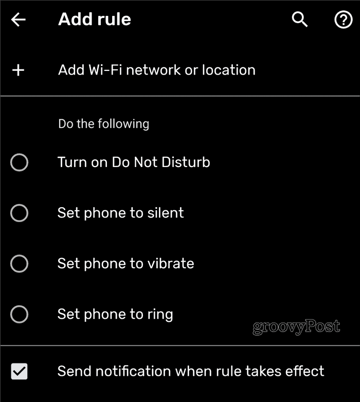 Regole Android Aggiungi regola