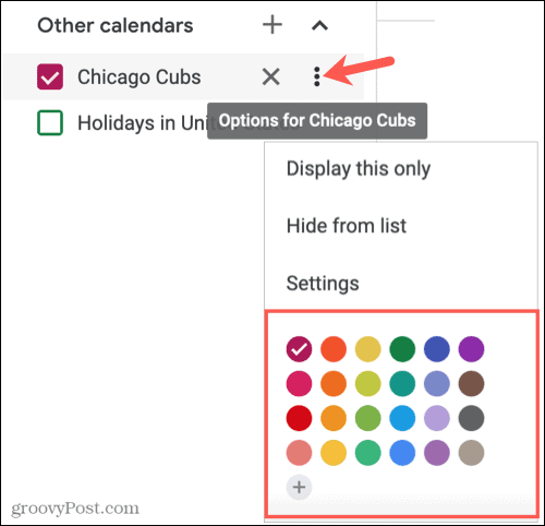 Cambia il colore del calendario