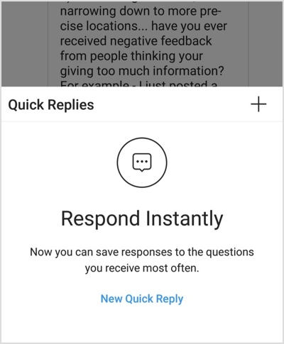 Tocca Nuova risposta rapida o l'icona + per impostare la tua prima risposta.