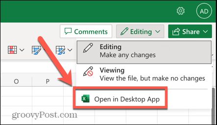 Excel aperto nell'opzione dell'app desktop