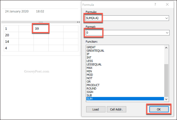 Inserisci una formula in OneNote usando Gem for OneNote