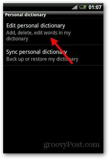 Aggiungi dizionario Android 5