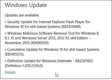 Aggiornamento di Windows 10 KB3105213
