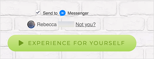 In una pagina Web collegata a Facebook Messenger, viene visualizzata una casella di controllo Invia a accanto all