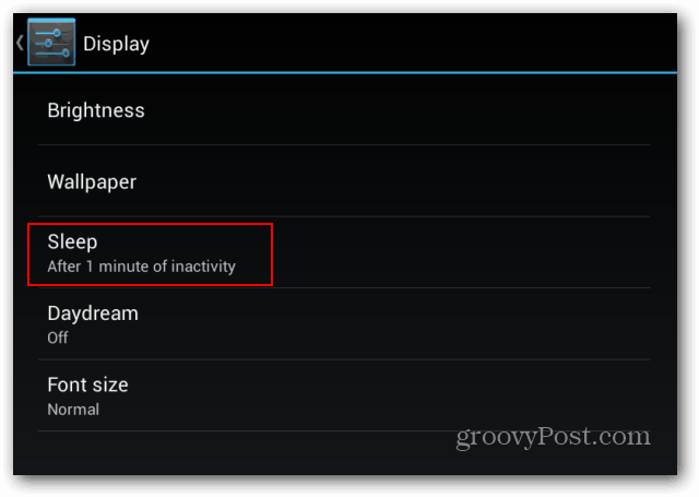 Le impostazioni della schermata di blocco di Goggle Nexus 7 mostrano l'inattività inattiva