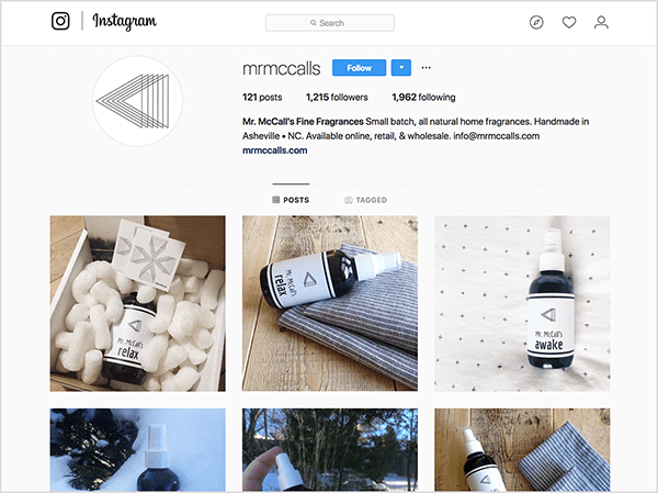Tyler J. McCall aveva un profilo Instagram per un prodotto che vendeva, Mr. McCall's Fine Fragrances.