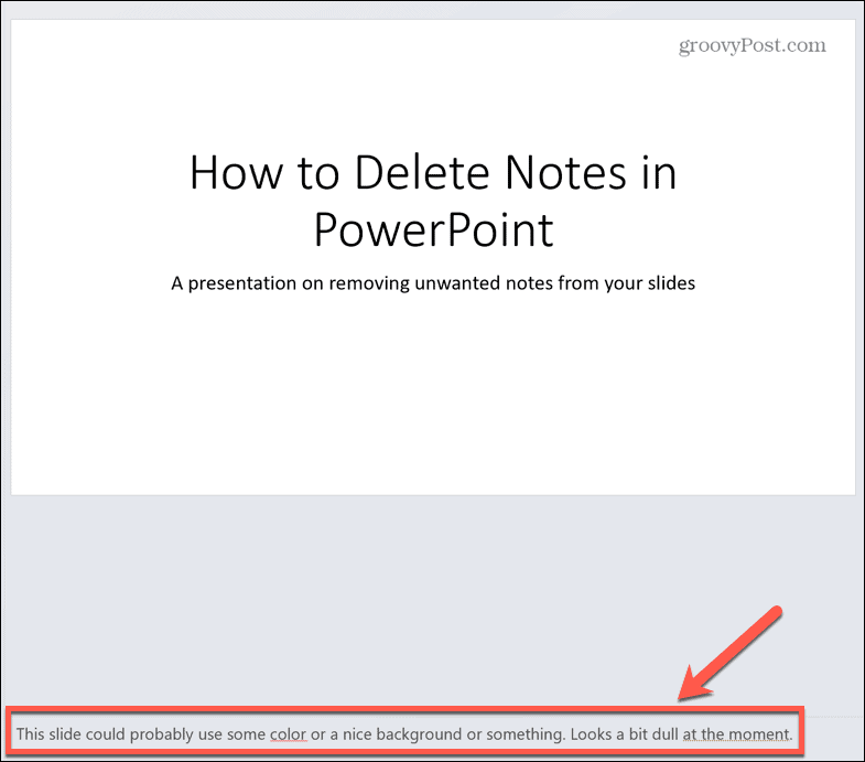 note in power point