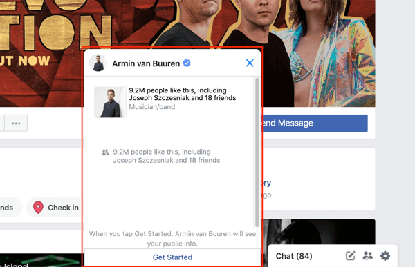 Esempio di finestra di chat di Facebook Messenger.