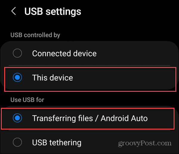 Trasferisci foto da Android a un'unità USB